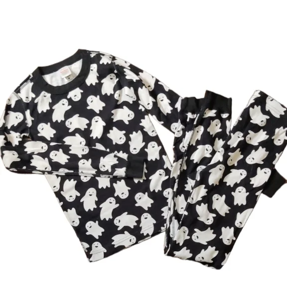 Hanna Andersson Black and White Halloween Ghost Pajama Set 150 cm /12 - Picture 3 of 5